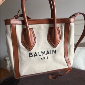 Balmain Paris Brown and Cream Tote Bag